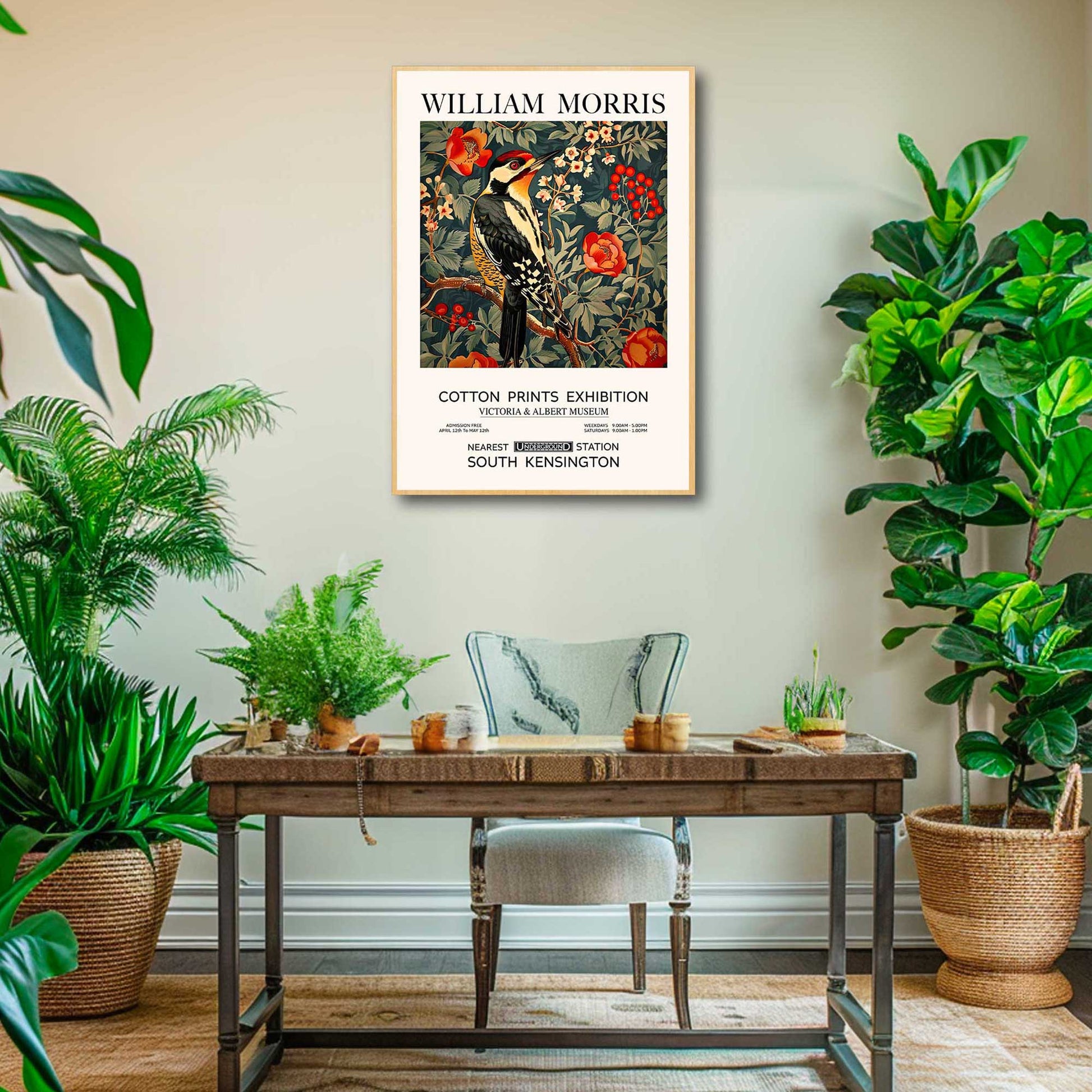 William Morris - Woodpecker, Art Nouveau, british textile print, Floral Background, #illieeart