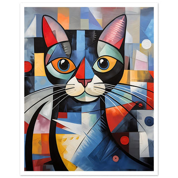 Cubism - Cat, abstract, cat art print, hallway, #illieeart #