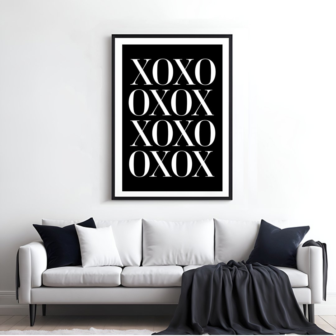 XOXO, Black and white, minimalist art prints, Typography, #illieeart #