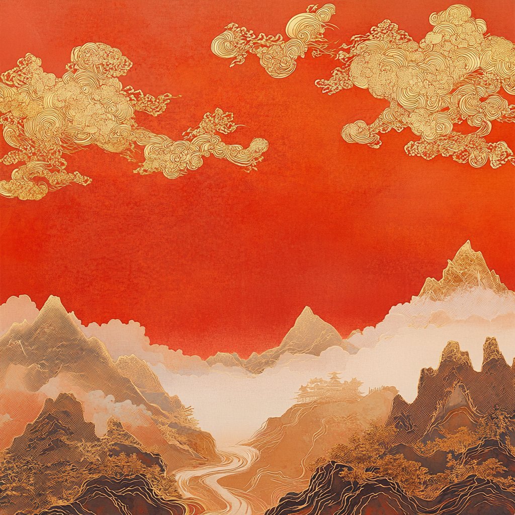  Orange Oriental Wall Art