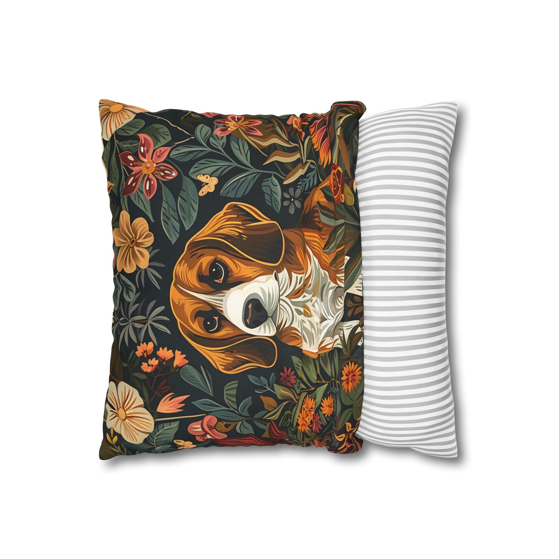  "Vintage pillowcase featuring a Beagle in classic illustration style, ideal decor for dog lovers."