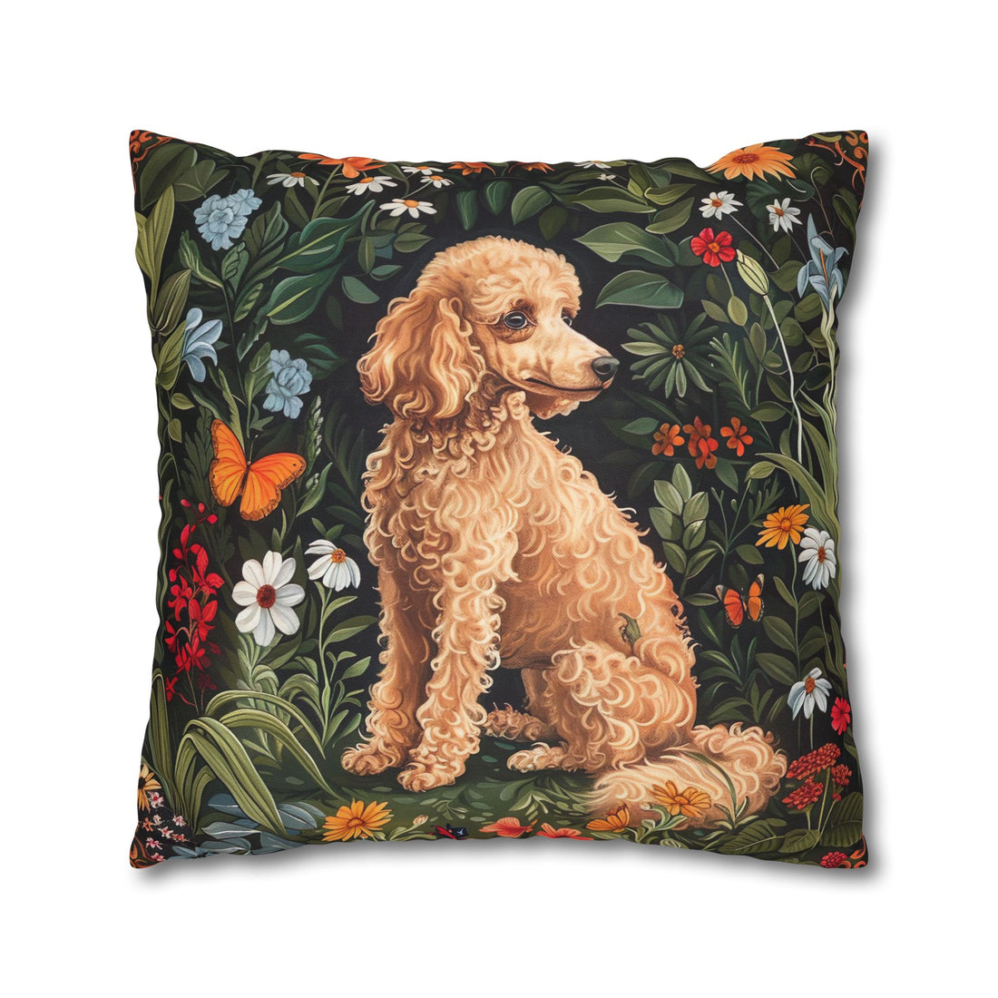 Vintage pillowcase featuring a french poodle in classic illustration style, ideal gift  for dog poodle lovers