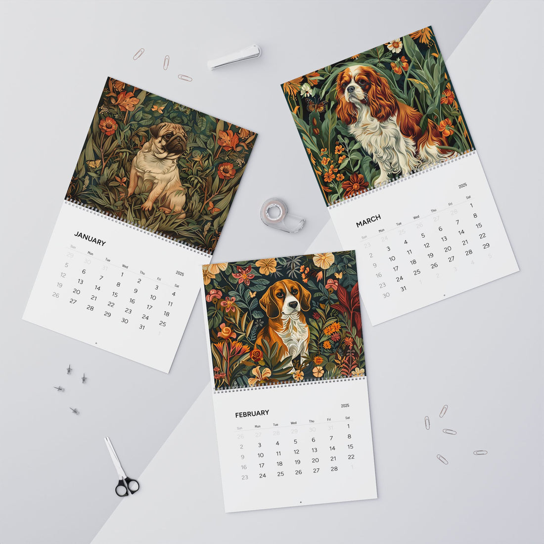 Dog Wall Calendar 2025