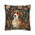 Vintage pillowcase featuring a Beagle in classic illustration style, ideal decor for dog lovers.