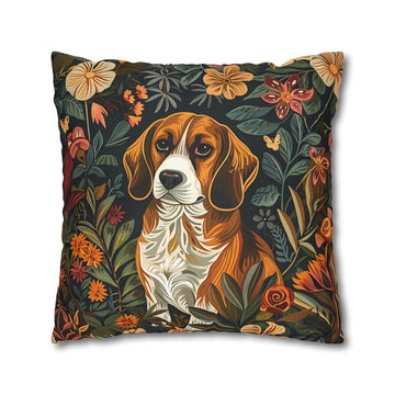 Vintage pillowcase featuring a Beagle in classic illustration style, ideal decor for dog lovers.