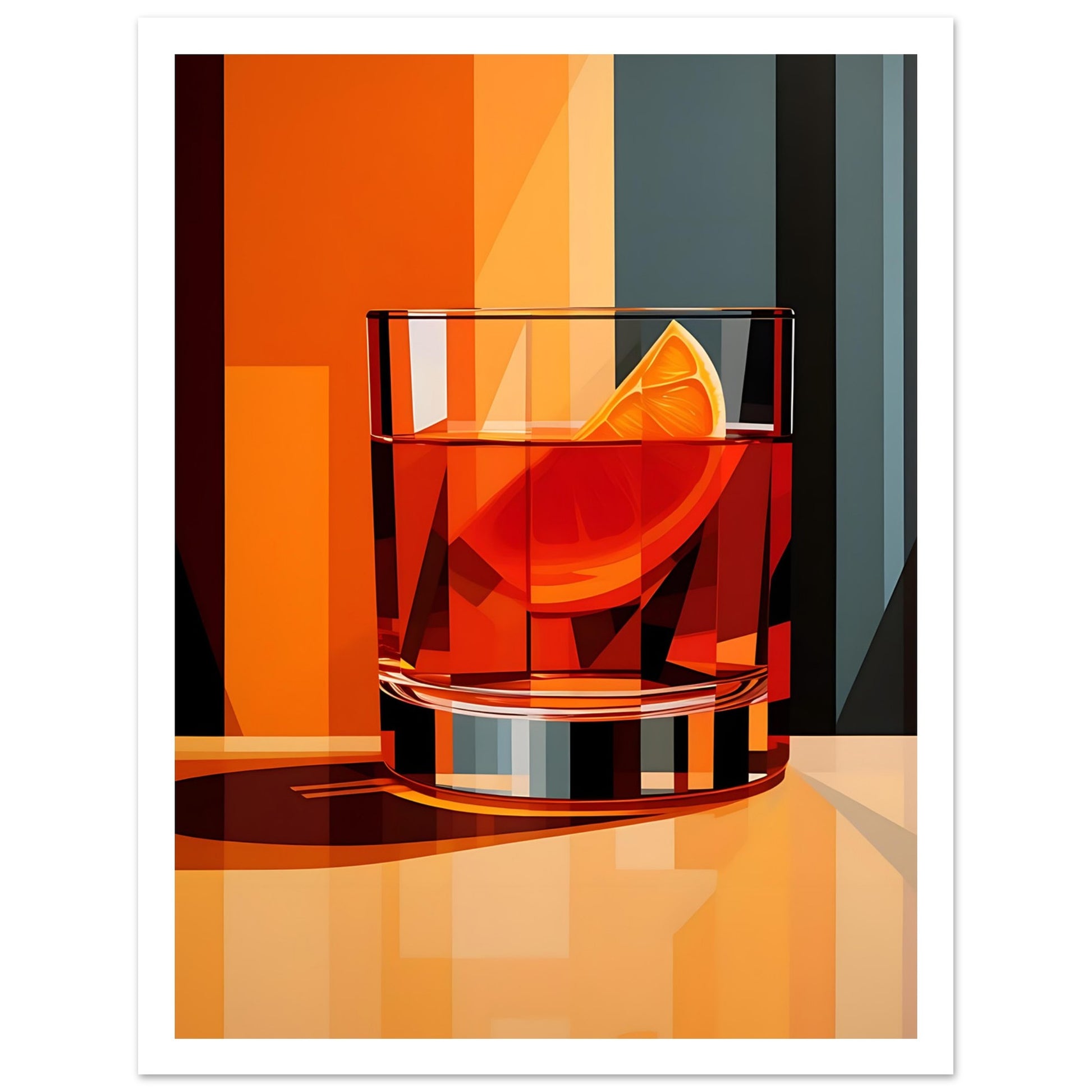 Negroni Cocktail Art Print, Cocktail Print, mid century, Negroni, #illieeart #