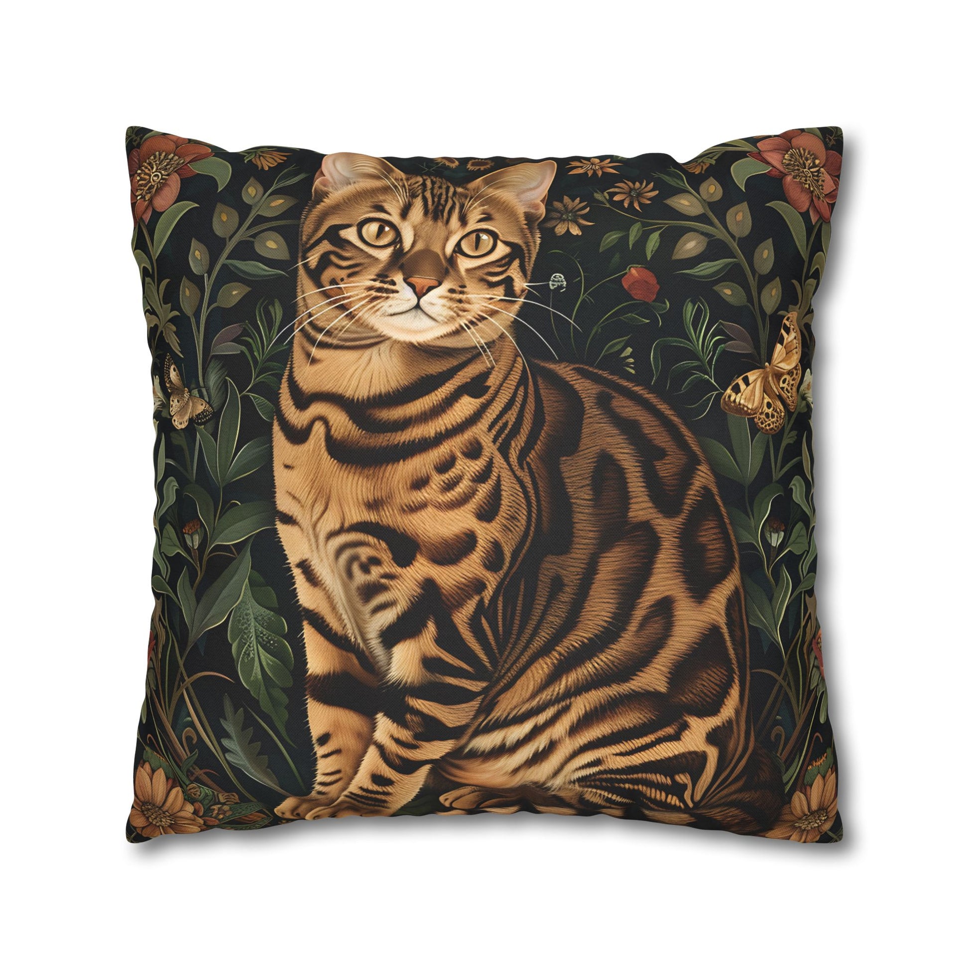 Vintage Cat Pillowcase, Cat-Print Cat Lovers Pillowcases, william morris design, bengal cat print