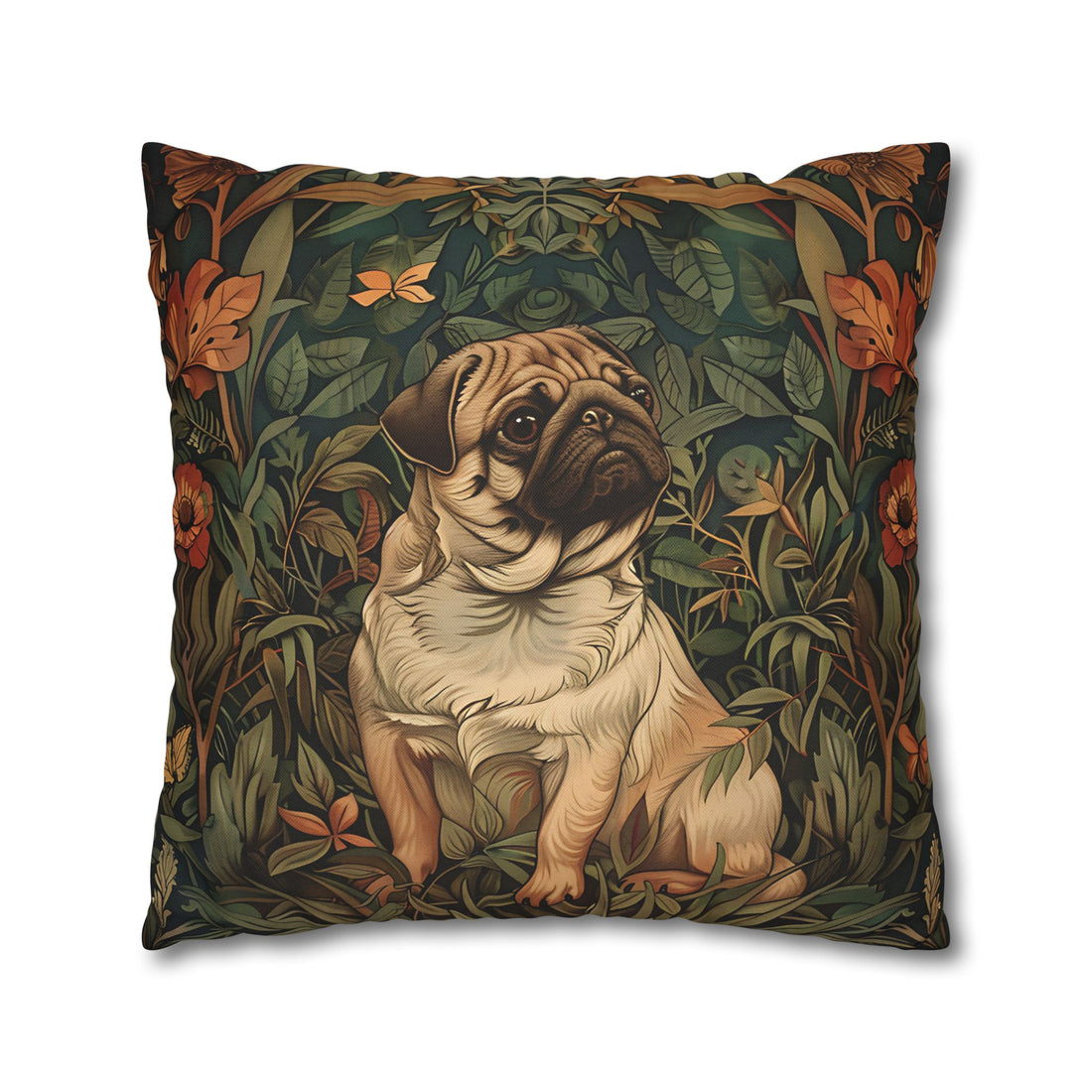 pug pillow case for pug lovers, William Morris design 