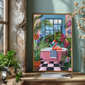  Pink Flamingo In the Bath, Bathroom  Maximalist Art Print 