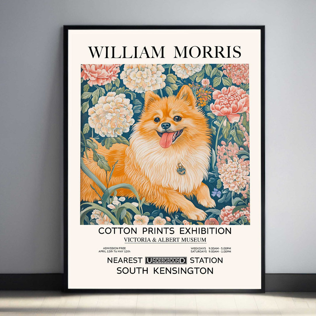 Vintage Pomeranian Dog Print William Morris Wall Art Home Décor Prints