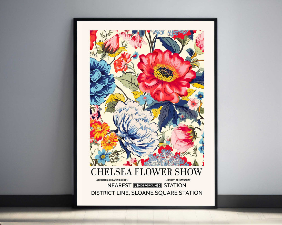 "Chelsea Flower Show art print, botanical wall art for garden decor, elegant floral artwork, vintage-inspired Chelsea Flower Show poster for home or office