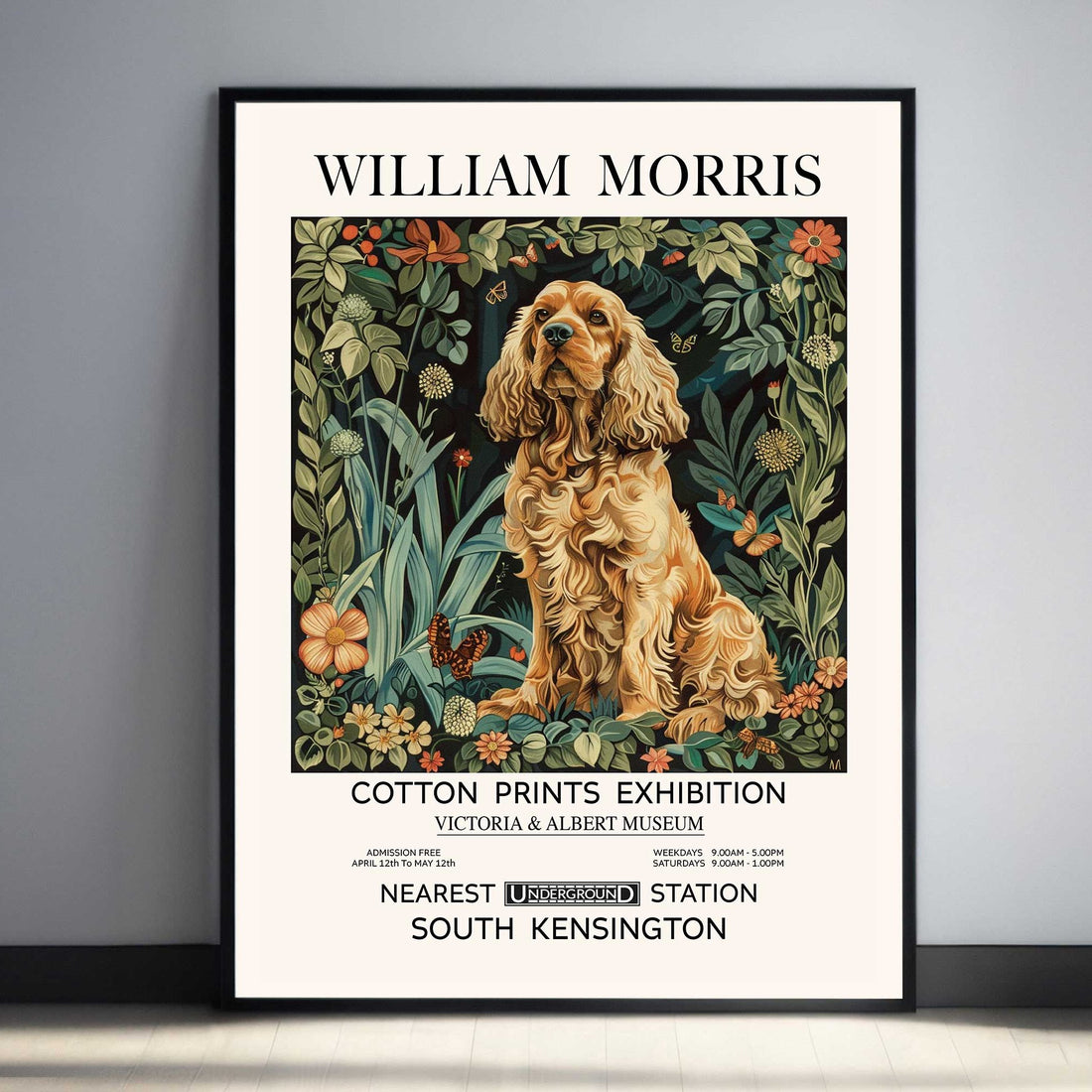 Cocker Spaniel Print, William Morris style Print