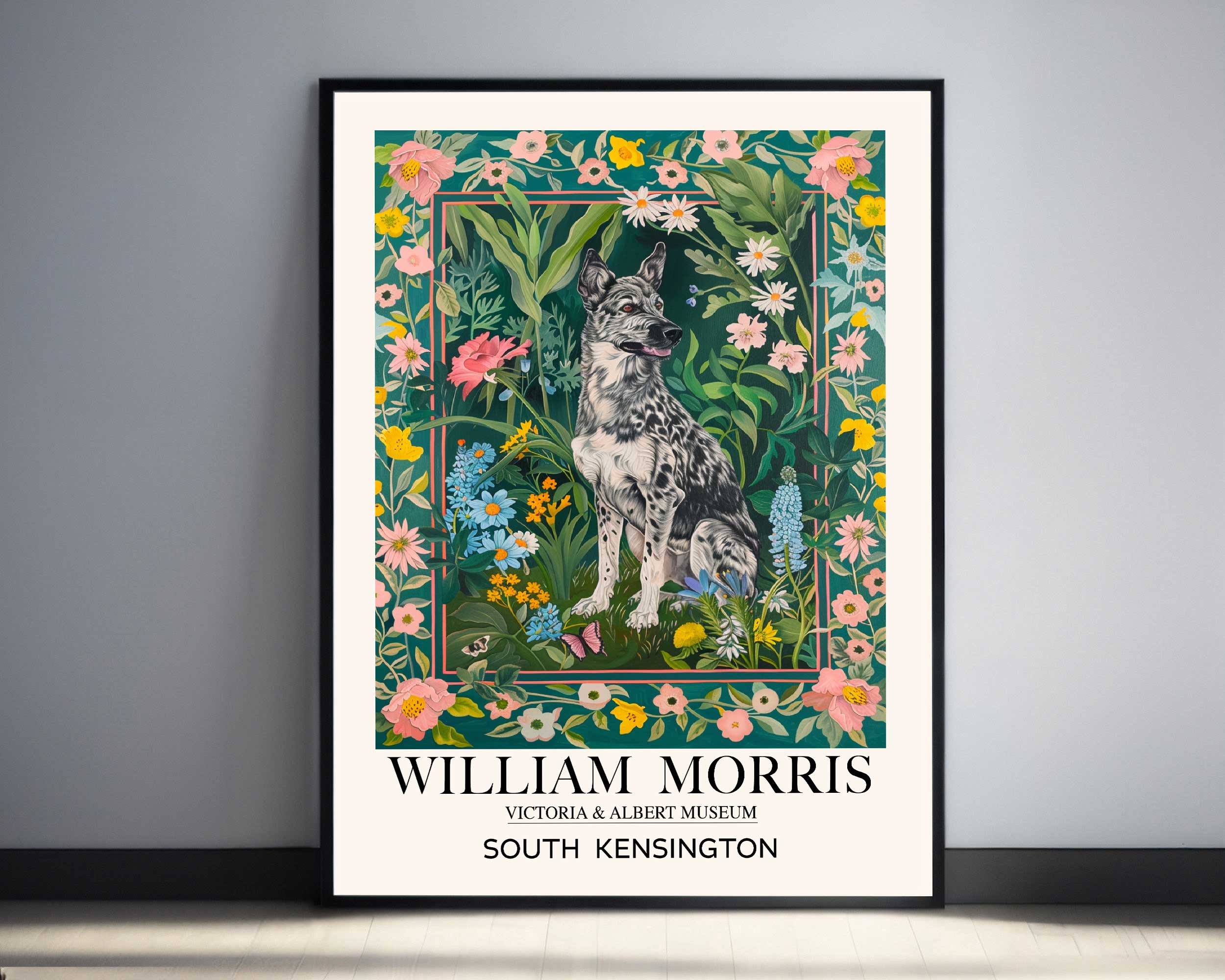 Dog Print Vintage William Morris Art Home Décor Prints | illieeart