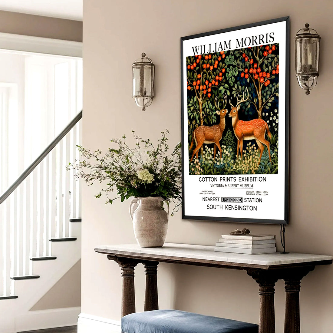Deer In Forest Print Vintage Style Poster