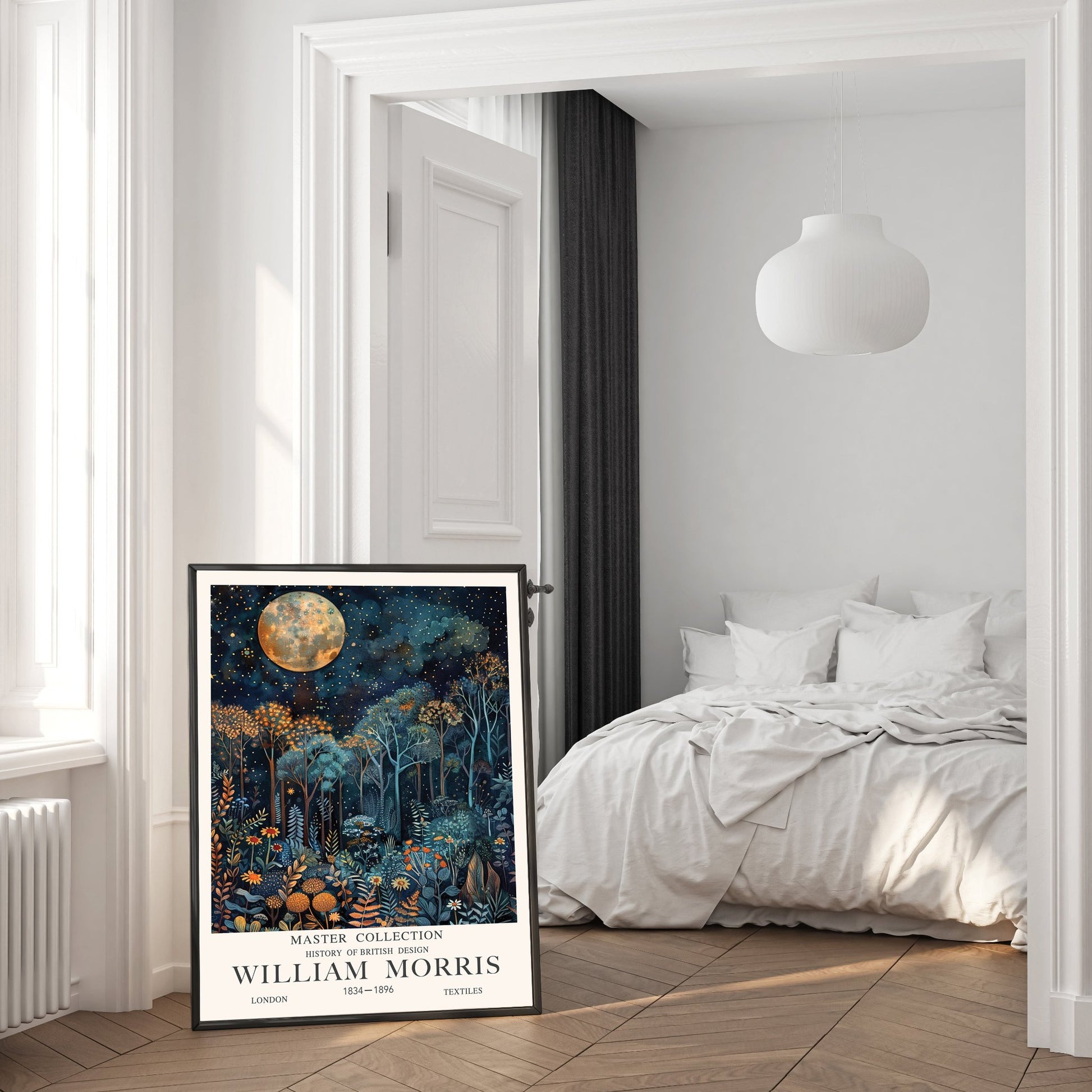 celestial moon print framed unframed featuring a celestial full moon and stars , moon lovers print