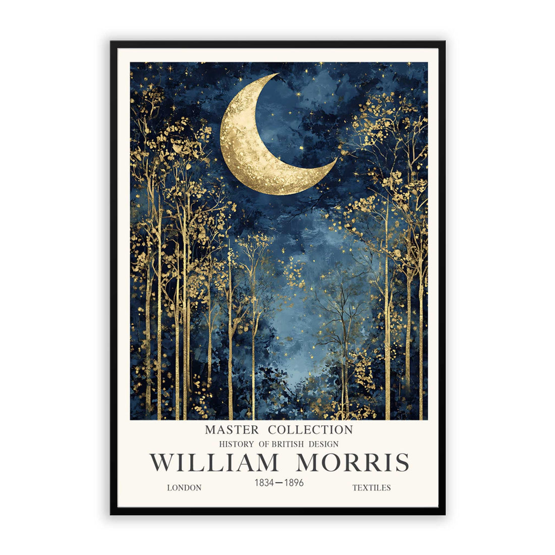 Shop William Morris celestial moon and star print, available framed or unframed