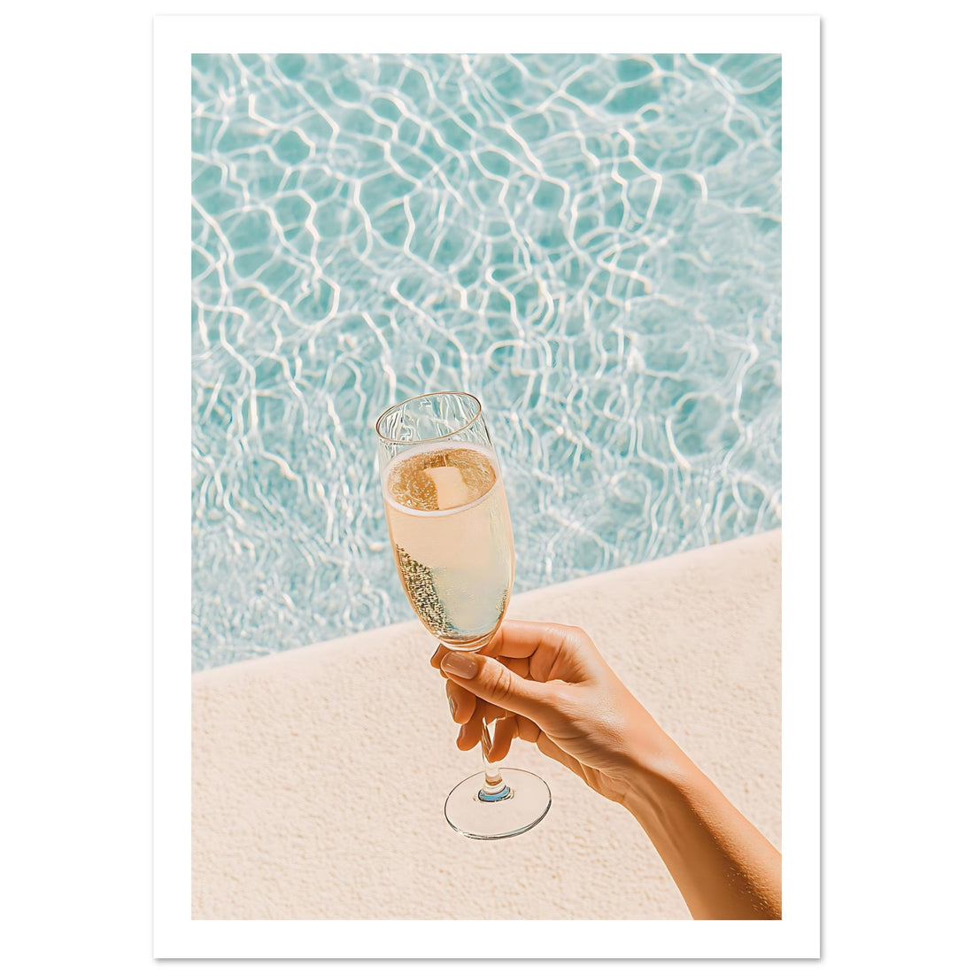 Champagne Art Print, swimming Pool print 