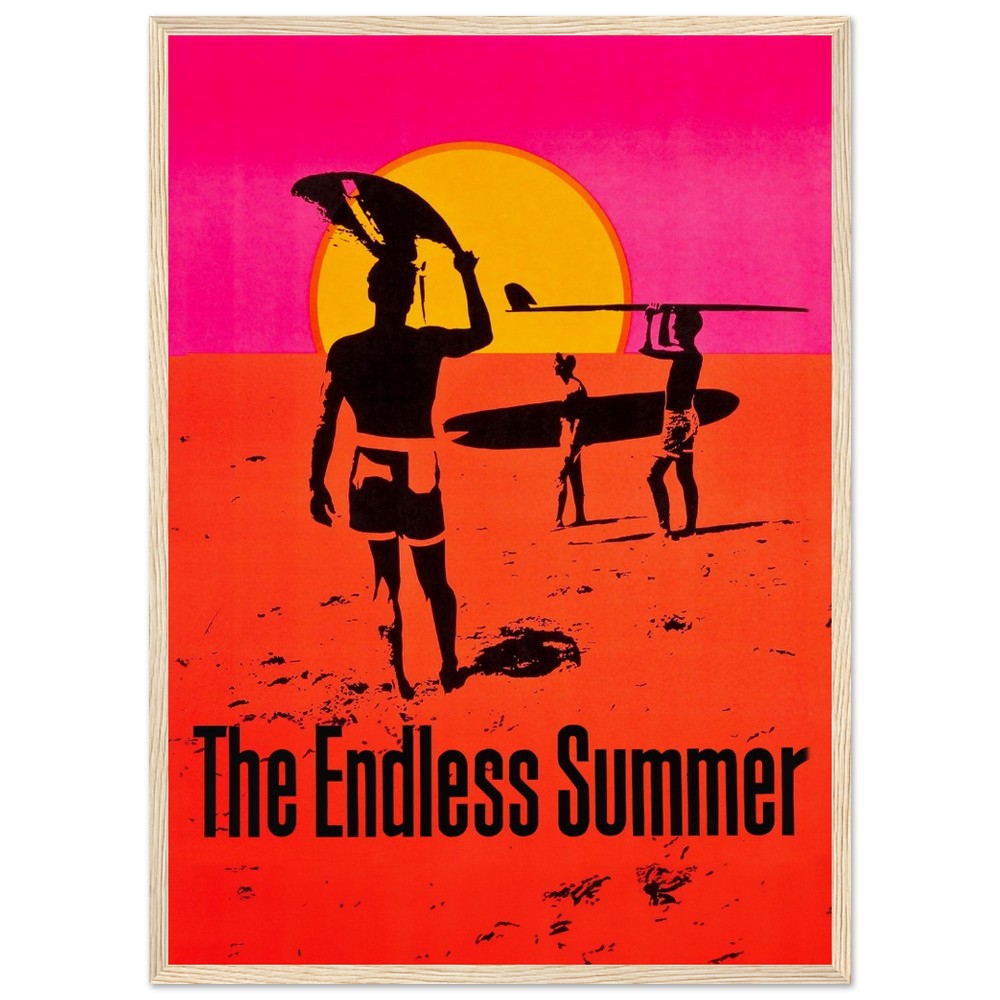 The Endless Summer Authentic Orange Retro Surf Framed Wall Art