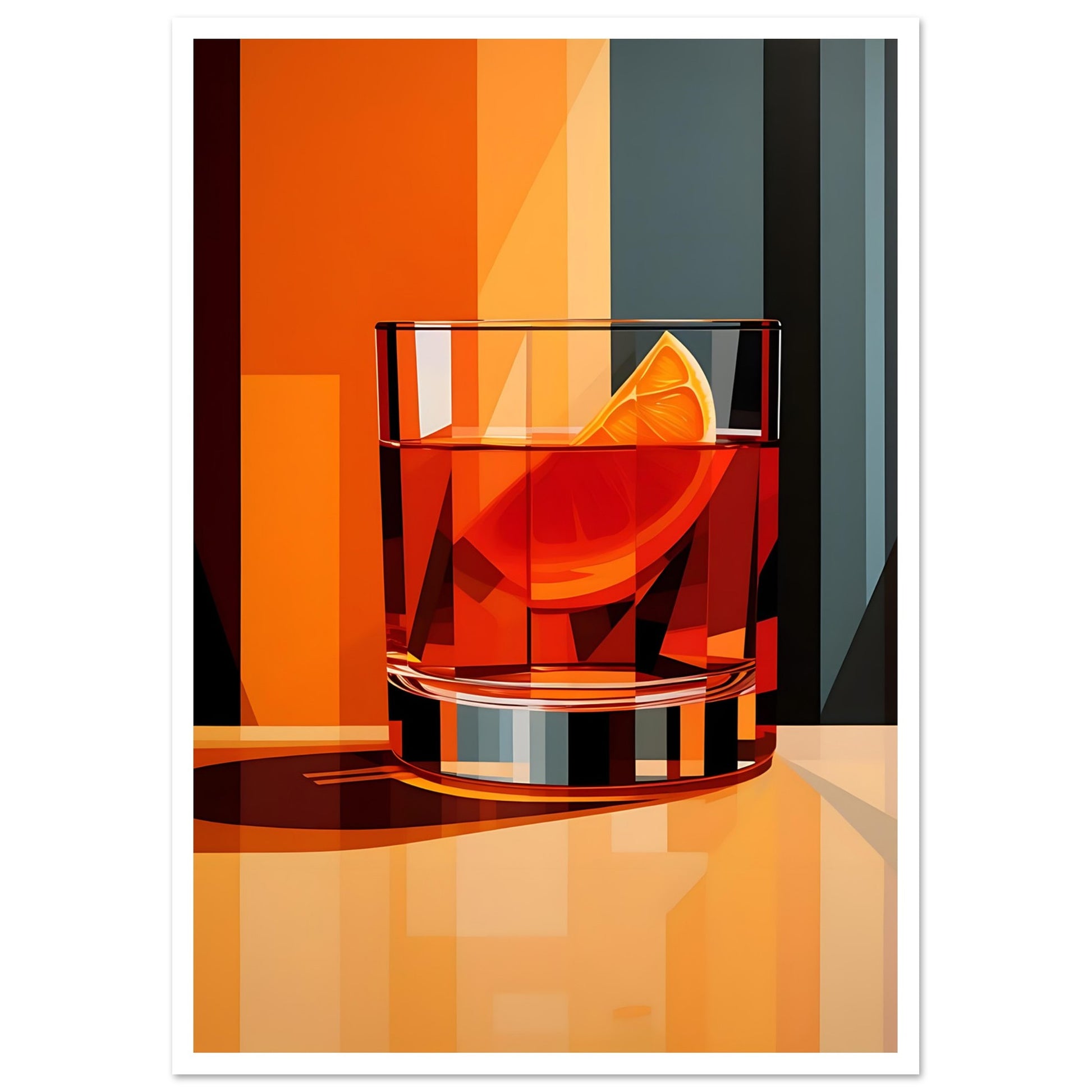 Negroni Cocktail Art Print, Cocktail Print, mid century, Negroni, #illieeart #