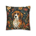  Vintage pillowcase featuring a Beagle in classic illustration style, ideal decor for dog lovers.