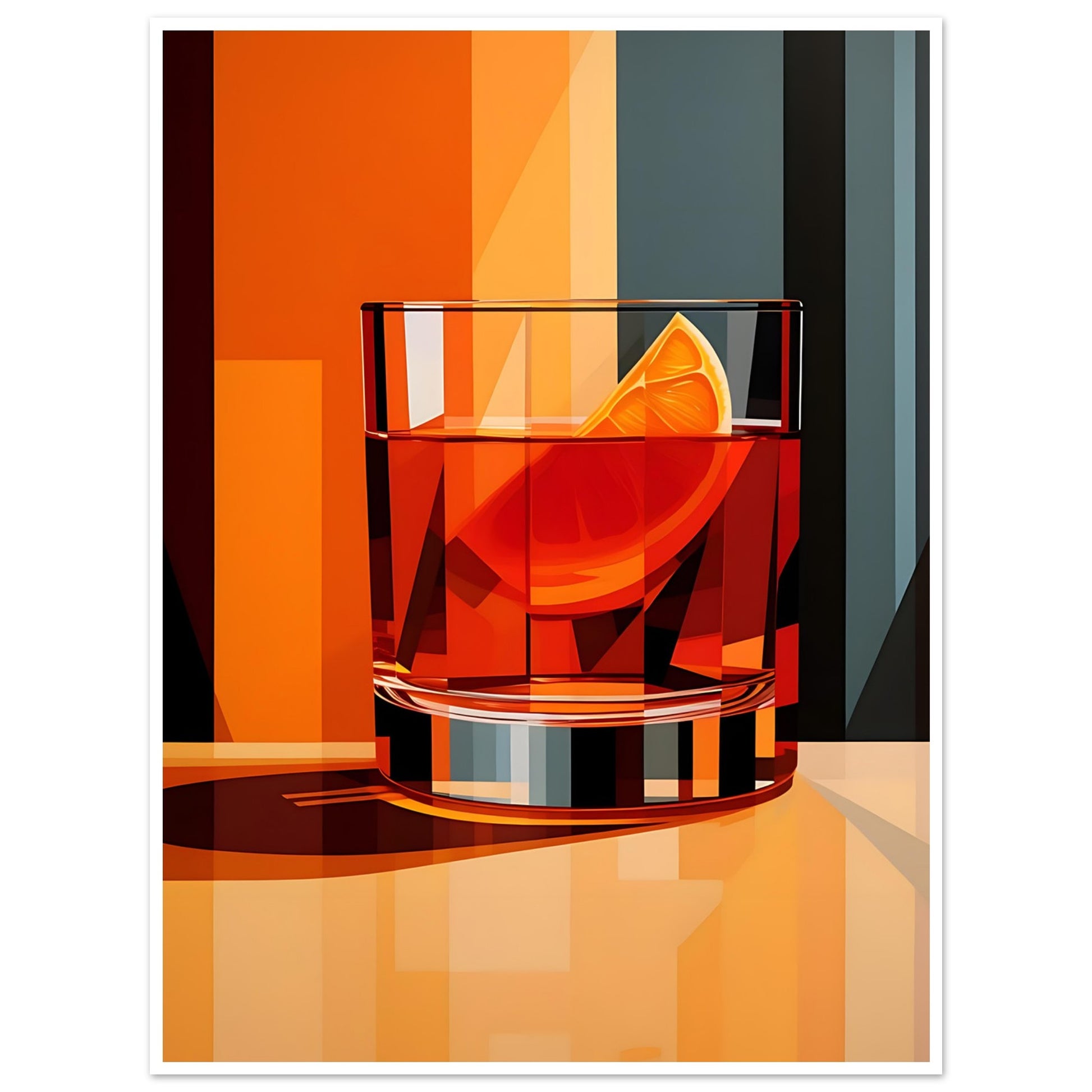 Negroni Cocktail Art Print, Cocktail Print, mid century, Negroni, #illieeart #