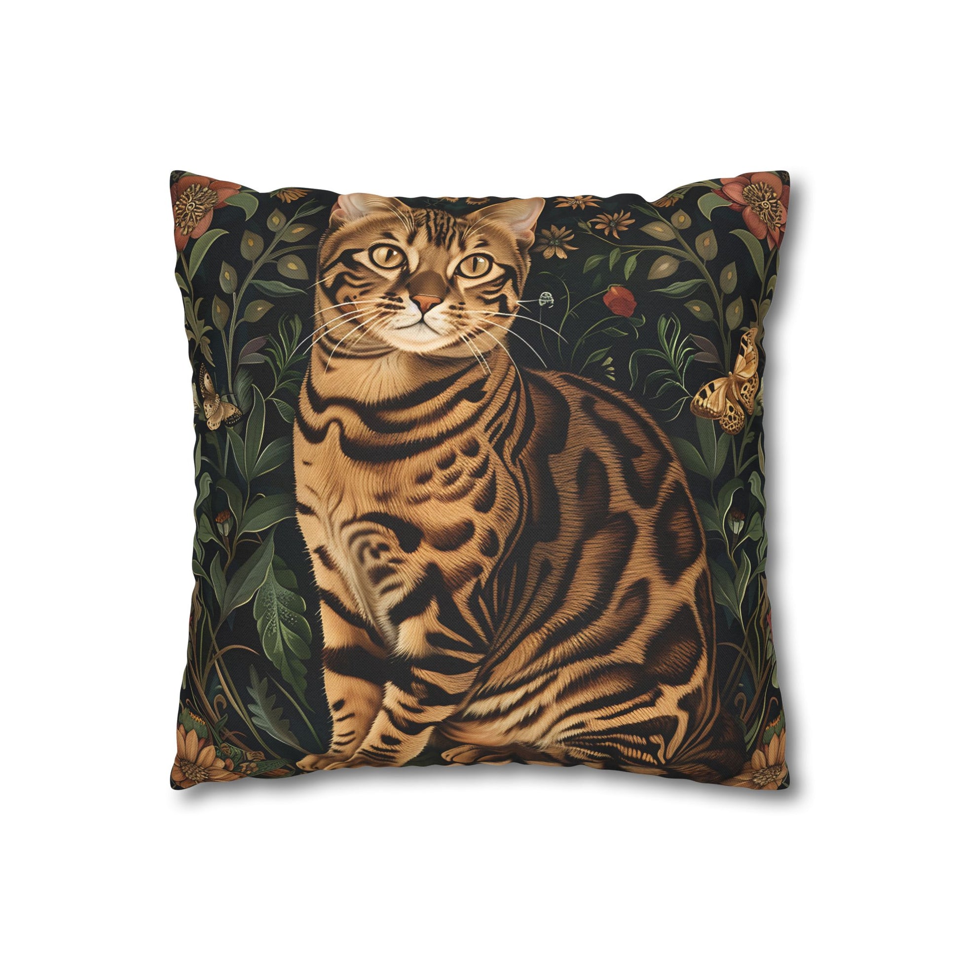 Vintage Cat Pillowcase, Cat-Print Cat Lovers Pillowcases, william morris design, bengal cat print