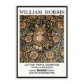 A vintage-inspired wall art print featuring a decorative cat surrounded by floral tapestry.