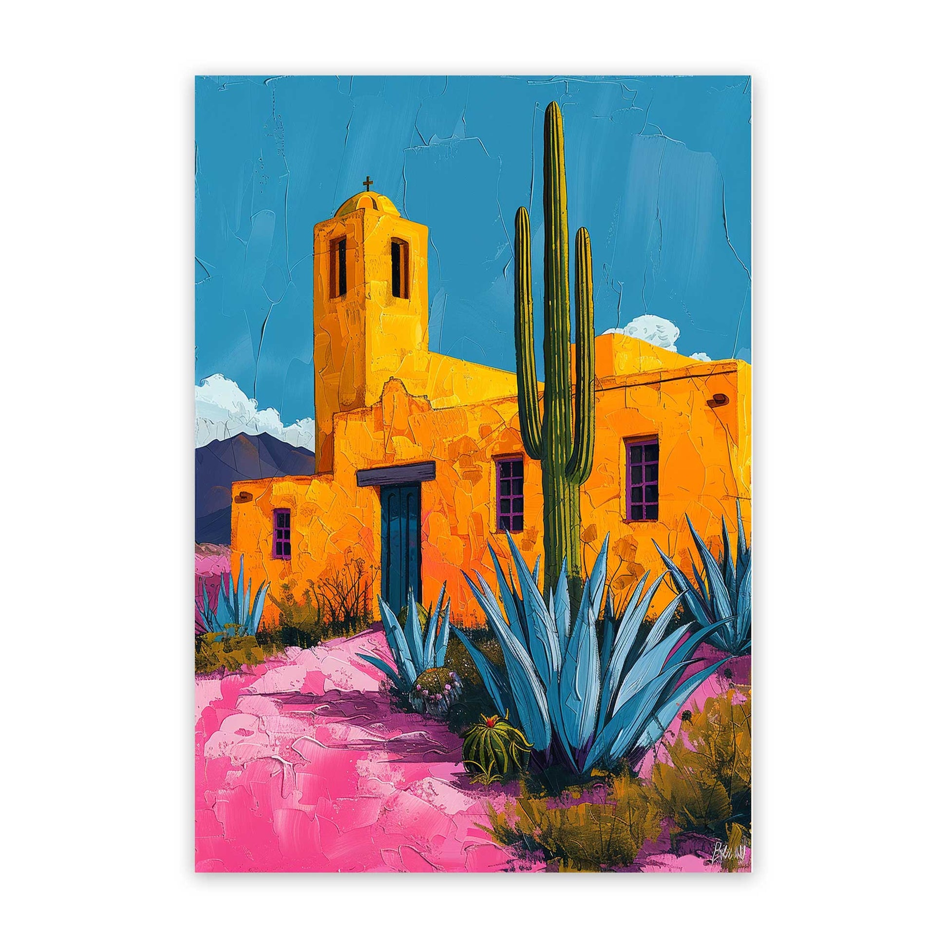 Agave Cactus Print Desert Landscape Poster 