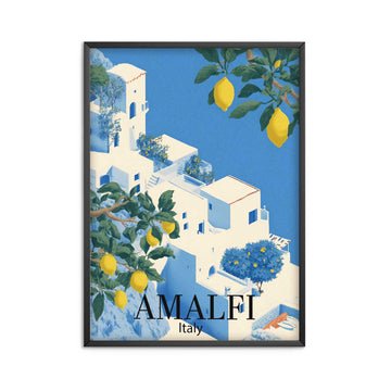 Amalfi Coast Travel Poster Vintage Italy Wall Art
