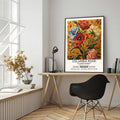 Baroque Floral Wall Art, Featuring Vintage Flowers On Gold Background. on a office wall