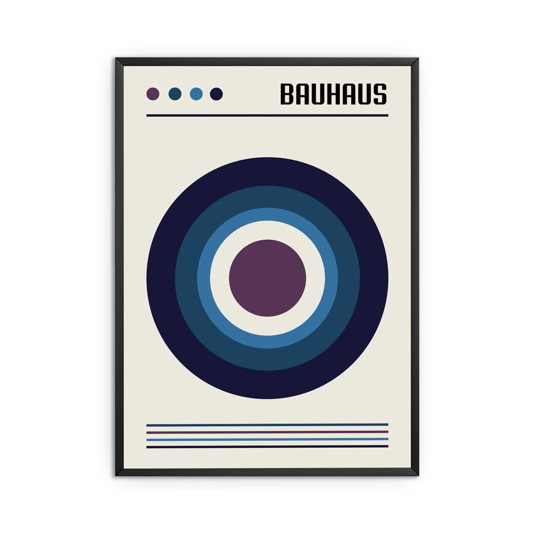 Bauhaus Blue Minimal Poster Geometric Print - bold circles in shades of blue

