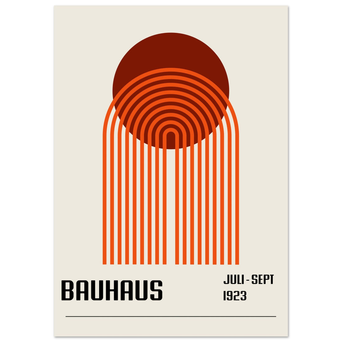Bauhaus Retro Orange Poster - Bauhaus arches print, Retro Geometric 