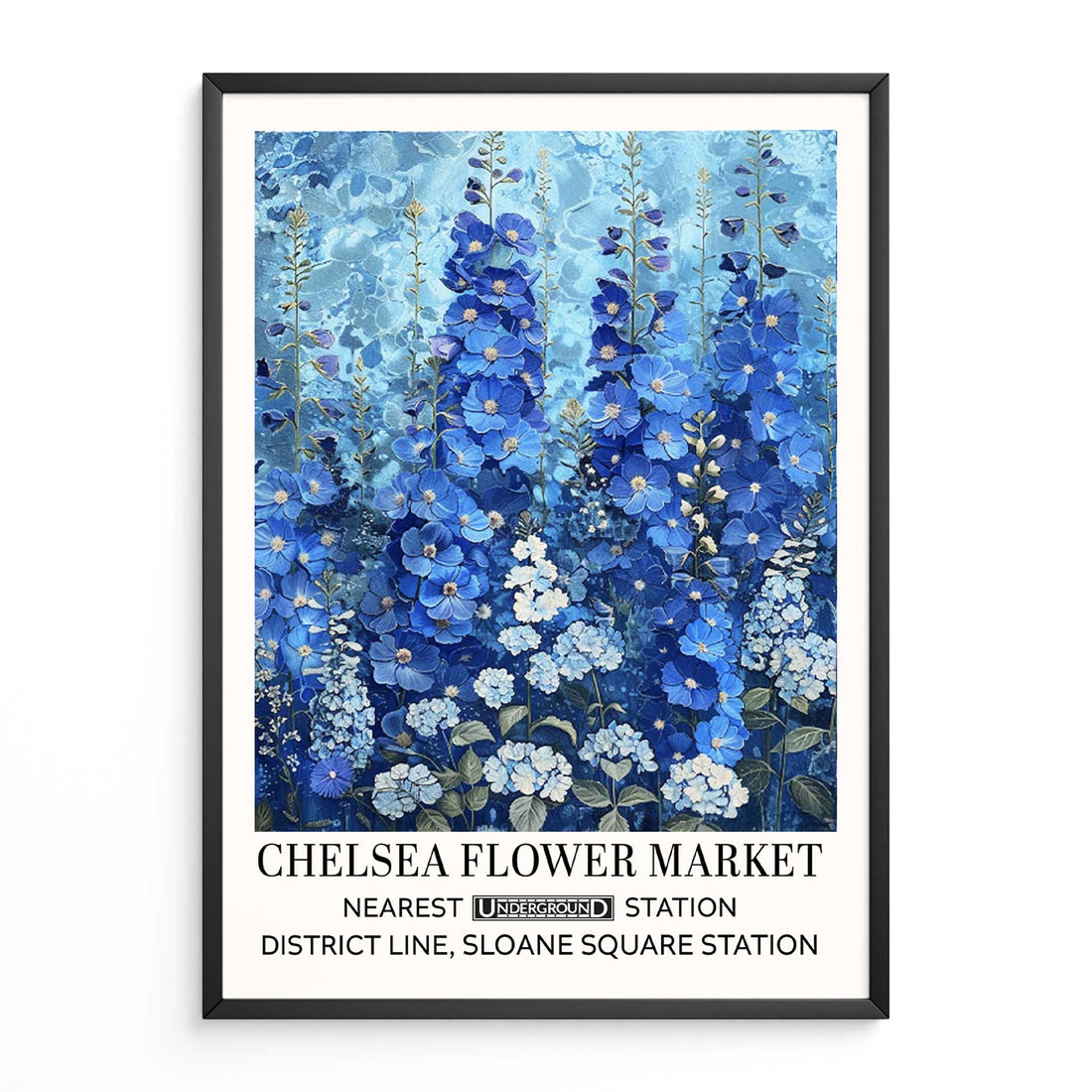 Blue floral wall art print 