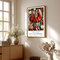 Brown Horse Floral Print Vintage Botanical Wall Art