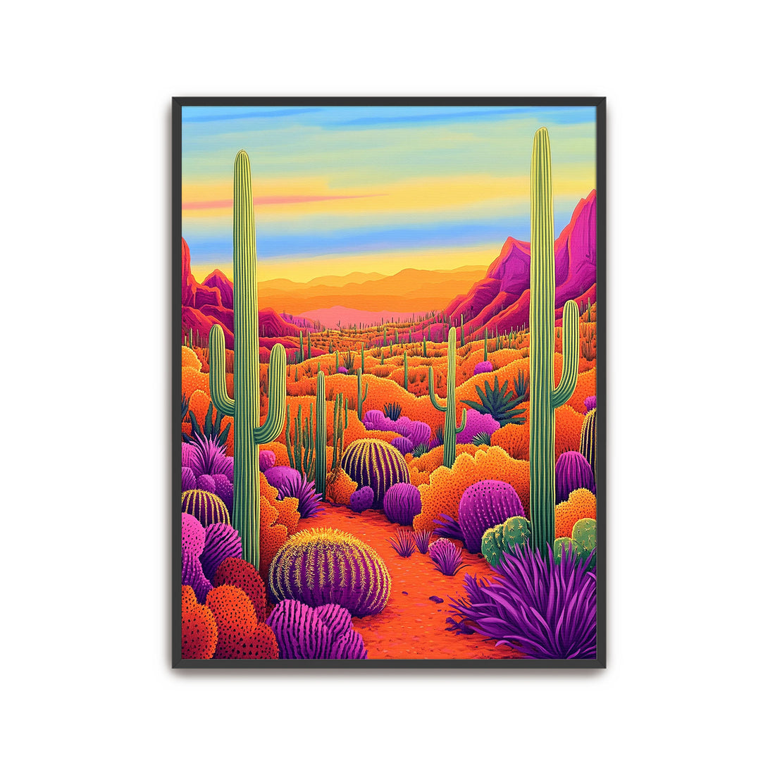 Sonoran desert print featuring cactus landscape and southwest scenery. 