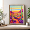 Sonoran desert print featuring cactus landscape and southwest scenery. 