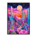 Colorful Desert Night Wall Art Cactus Landscape Print