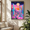 Colorful Desert Night Wall Art Cactus Landscape Print