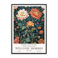 Dark Peonies Floral Wall Art featuring vintage red and pink peony flowers. in black frame