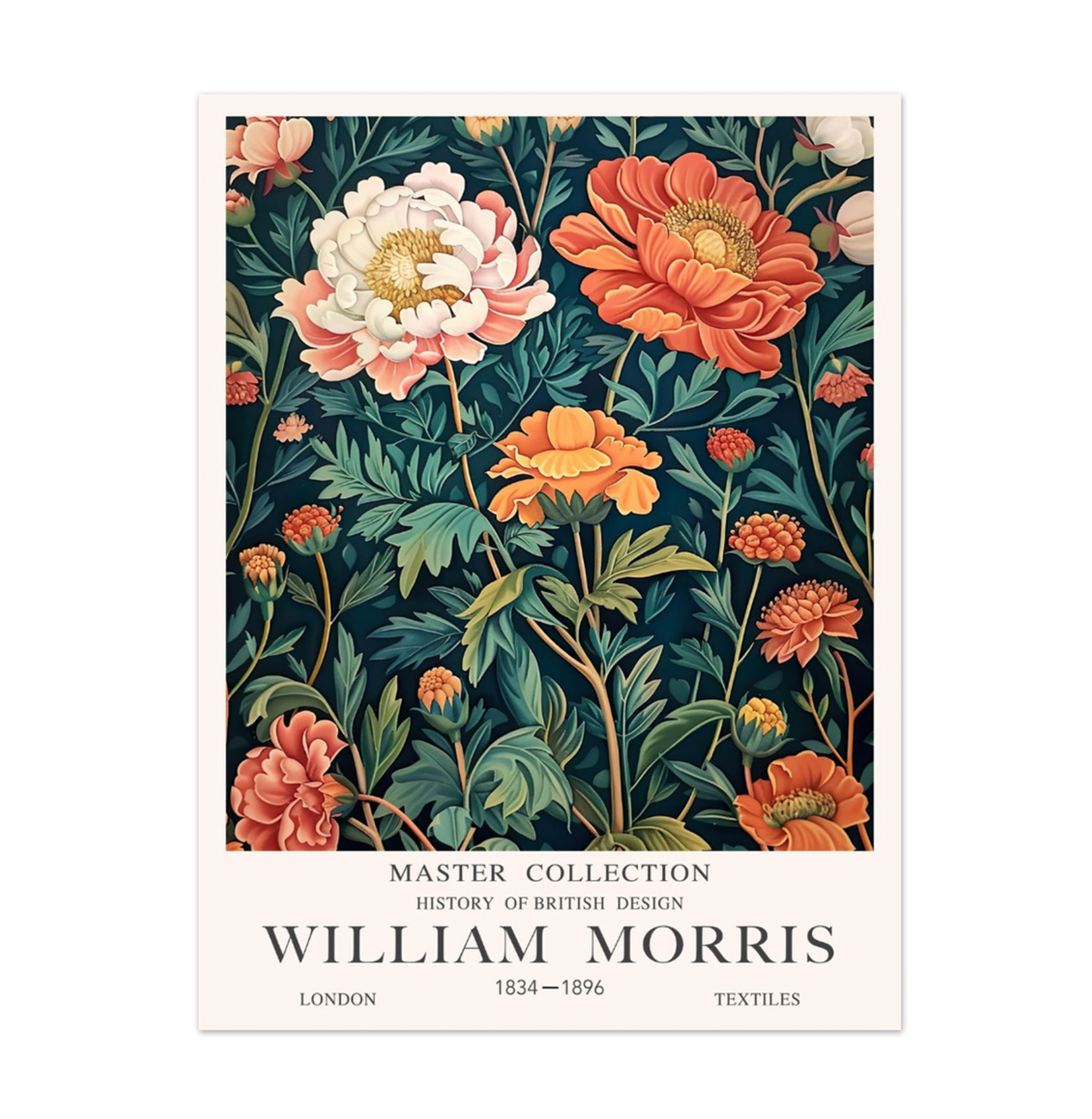 Dark Peonies Floral Wall Art featuring vintage red and pink peony flowers