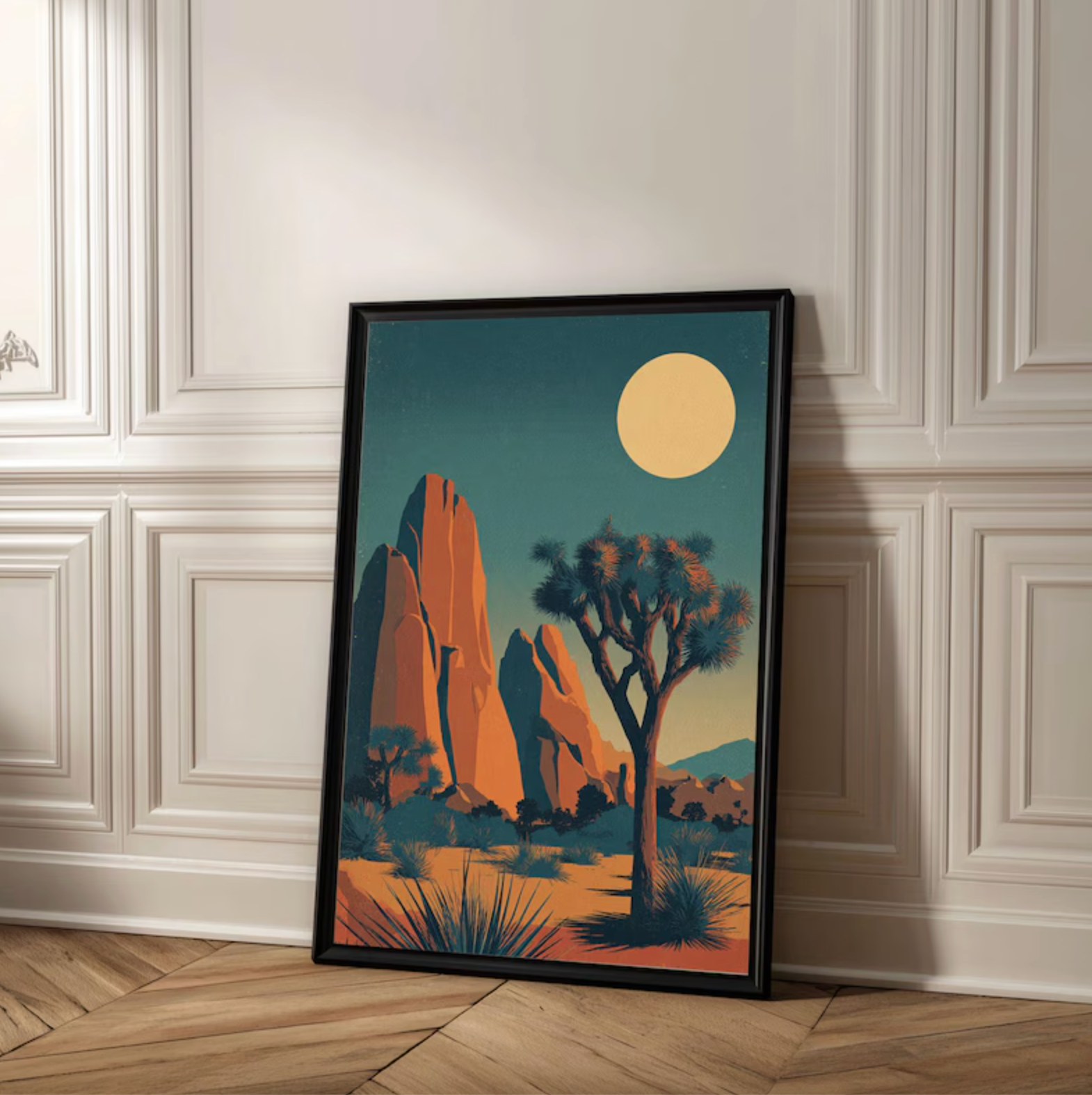 joshua tree wall art Night Sky desert landscape print in earth tone colours
