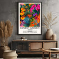 Vibrant Floral Print Tropical Garden Wall Art . Vintage Pink Yellow Flower Poster