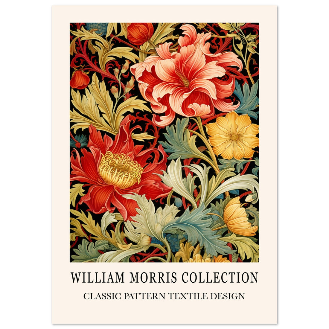 Baroque Flowers William Morris Style Wall Art featuring ornate flowers, decorative foliage and rich botanical details 