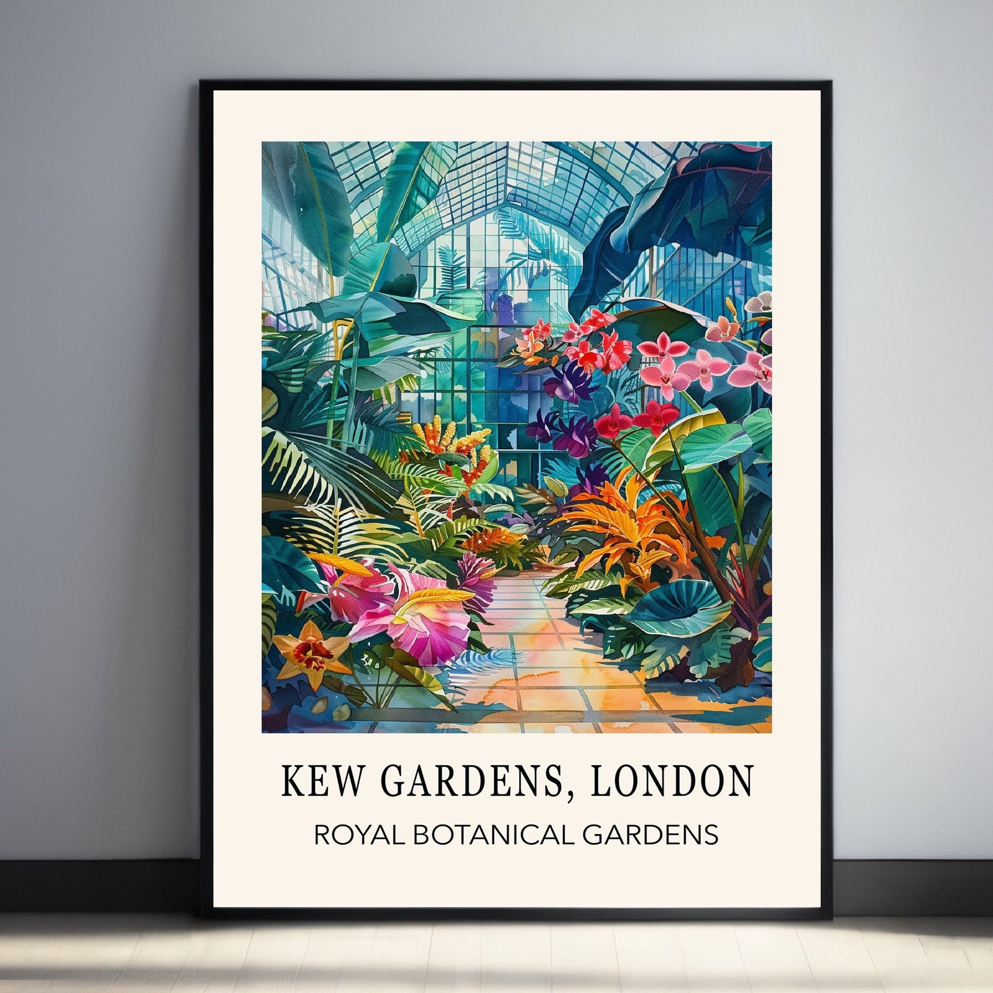 Kew Gardens London Wall Art Print - Temperate House, featuring lush greenery and exotic plants and adding a touch of nature right into your home.