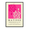Matisse print with pink botanical leaf shapes on a cream background