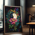 Moon Wall Art, Celestial Floral Print, Yin Yang Botanical Poster