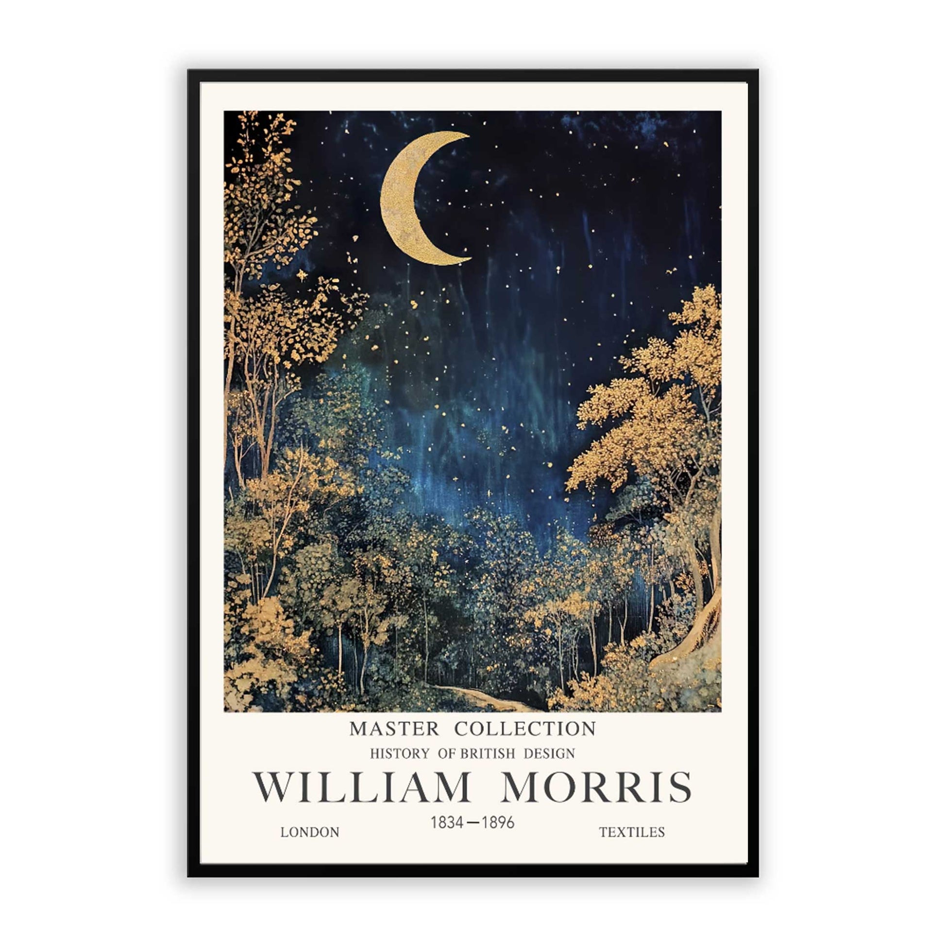 Moon and Trees Wall Art Celestial Forest Print