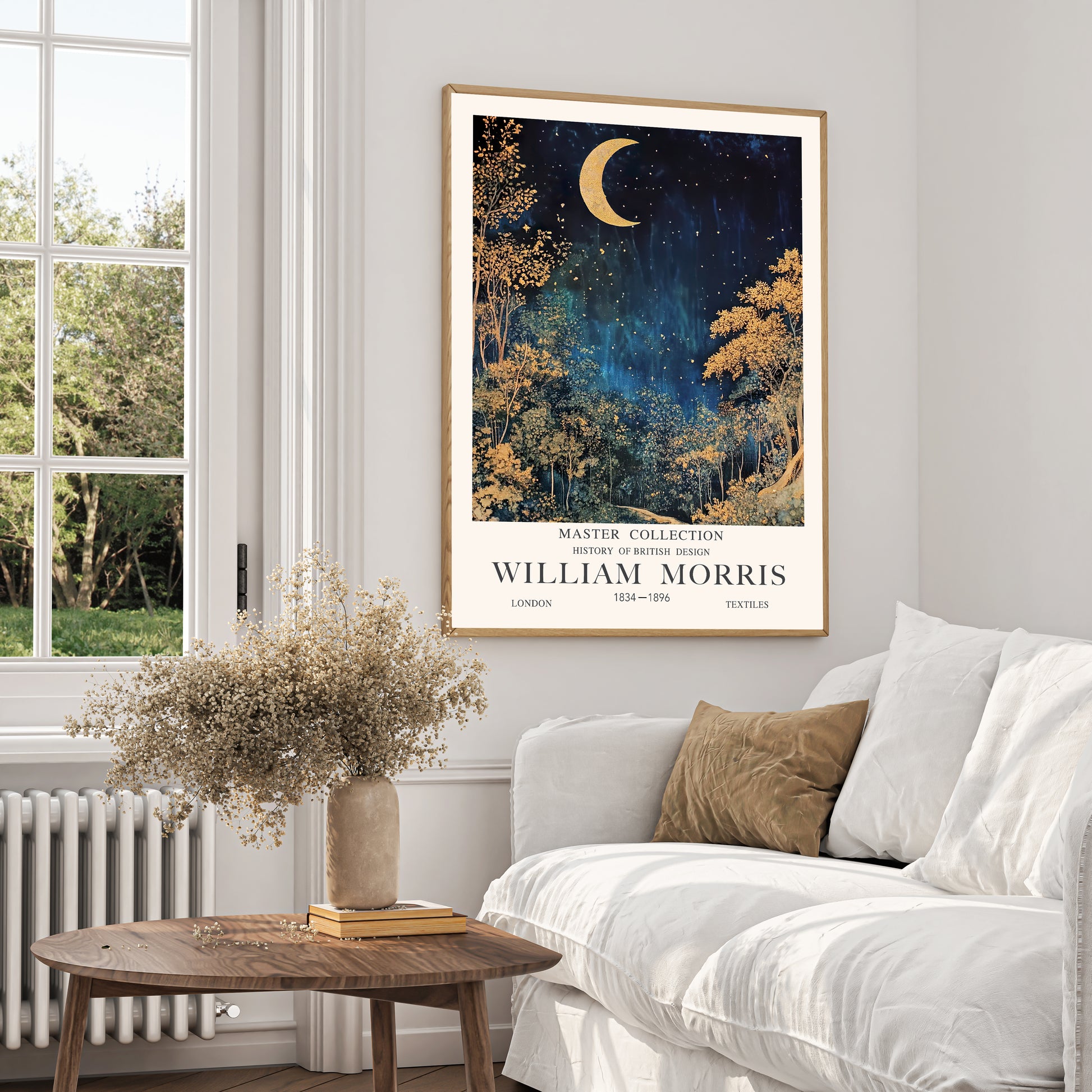 Moon and Trees Wall Art Celestial Forest Print