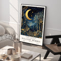 Night Sky Wall Art Moon and Stars Print
