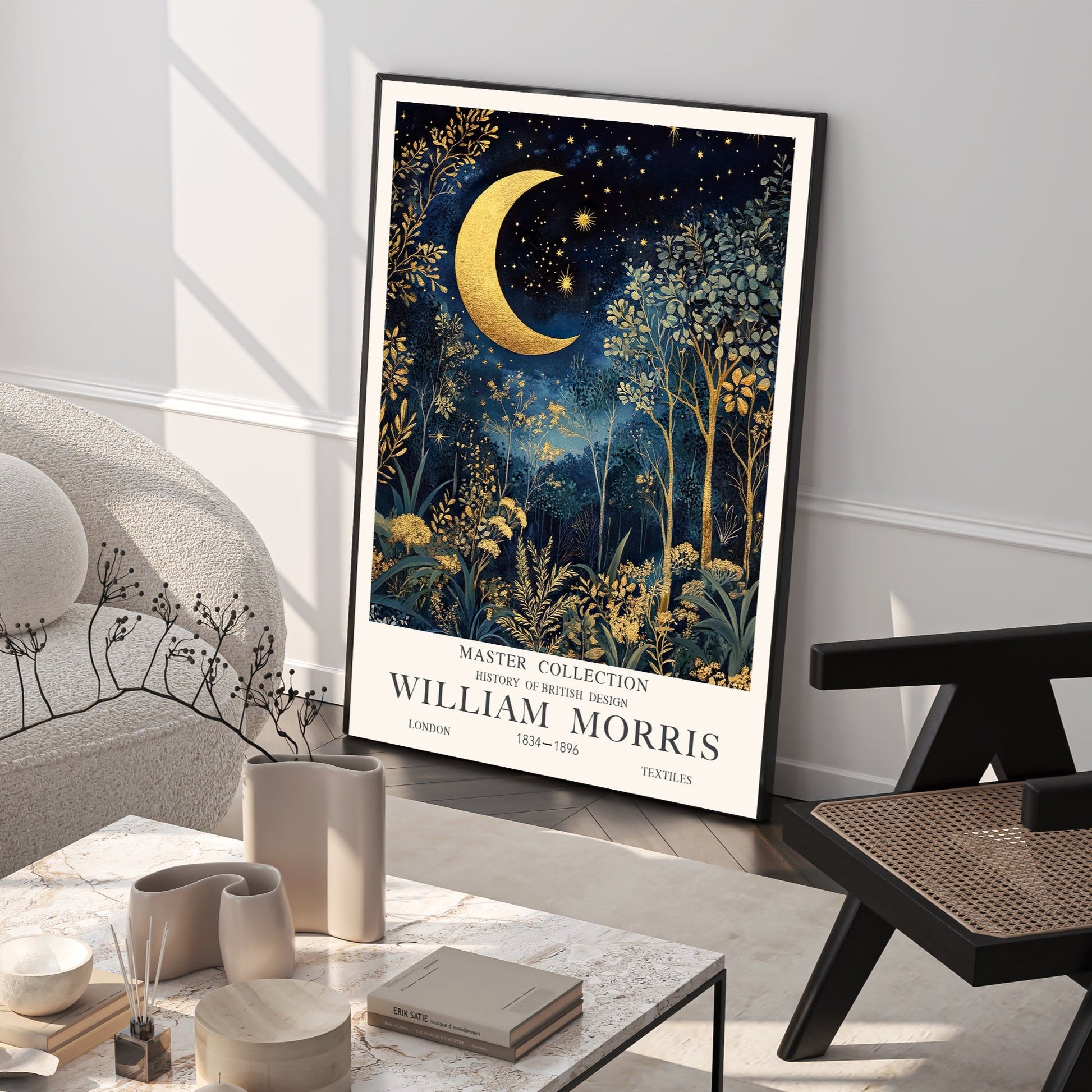 Night Sky Wall Art Moon and Stars Print